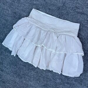 American Eagle Outfitters Tiered Ruffle Mini Skort Smocked Waist White Boho Sz M